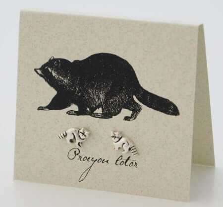 Raccoon Earrings in Sterling Silver at PINCH