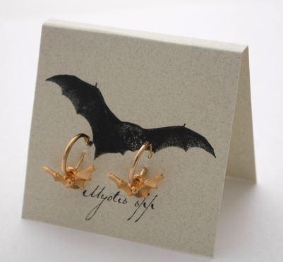 Bat Hoop Earrings in Gold Fill