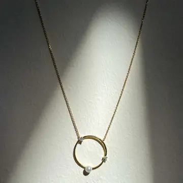 Circle Necklace - Gold Vermeil and Pearl