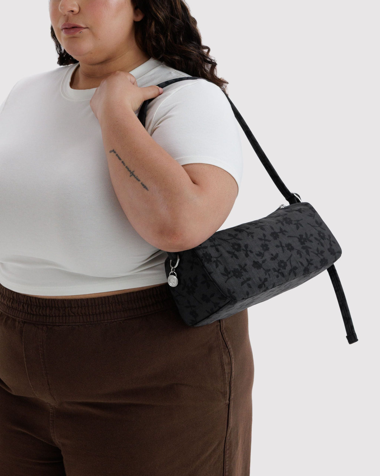 Nylon Loaf Bag in Charcoal Ditsy Floral