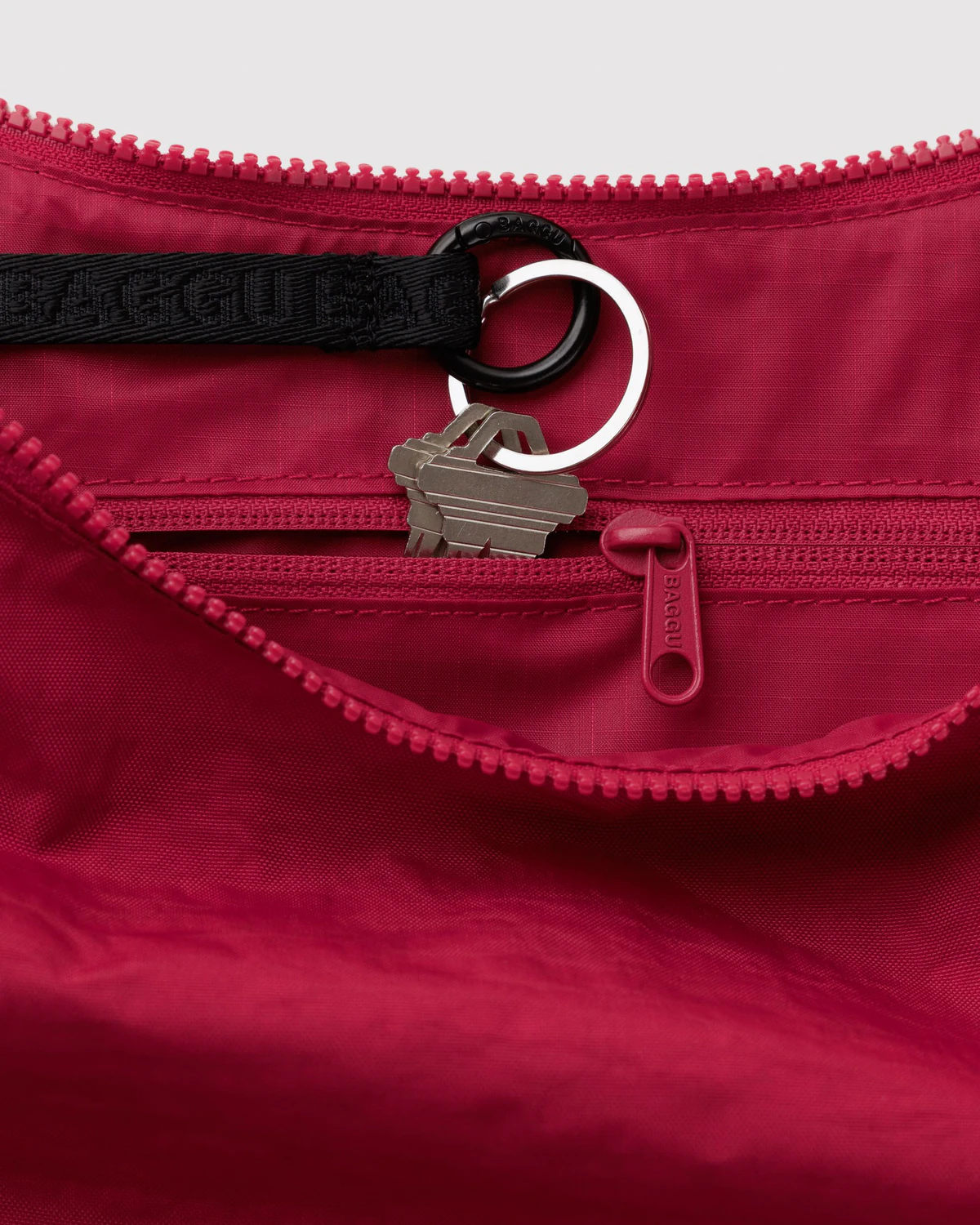 Medium Nylon Crescent Bag in Cherry