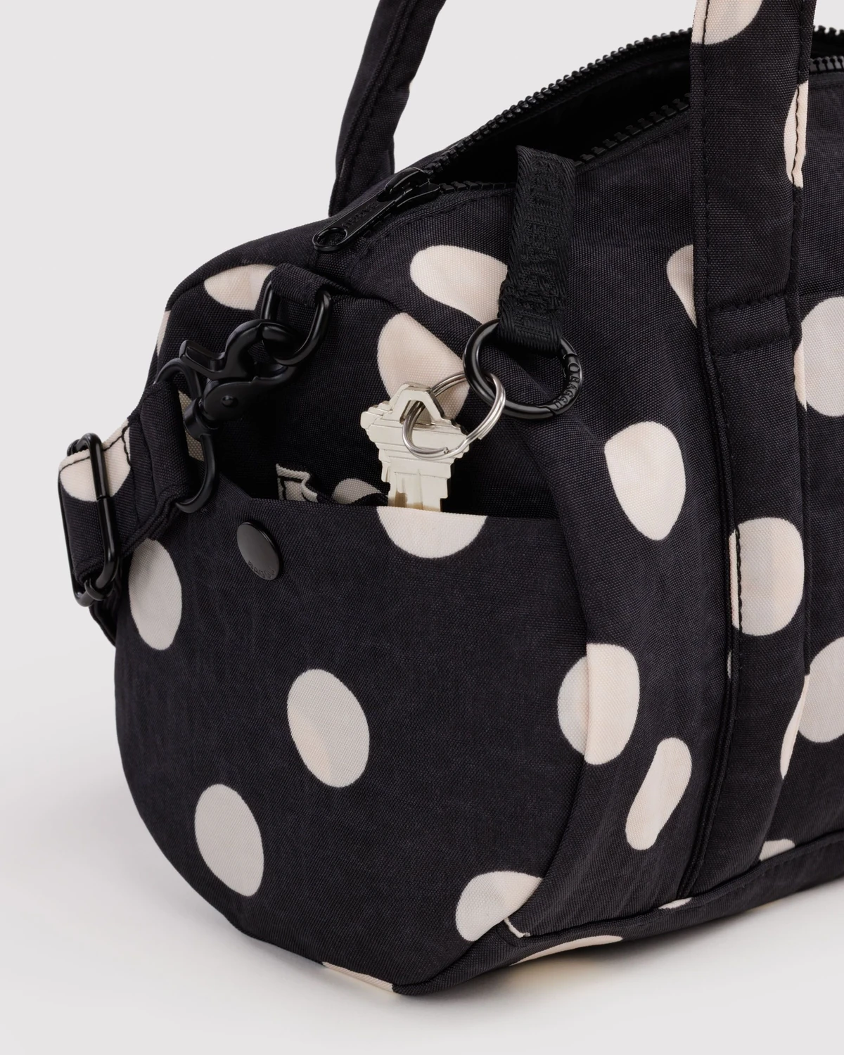 Black and Cream Gingham Baggu Nylon Duffle Bag