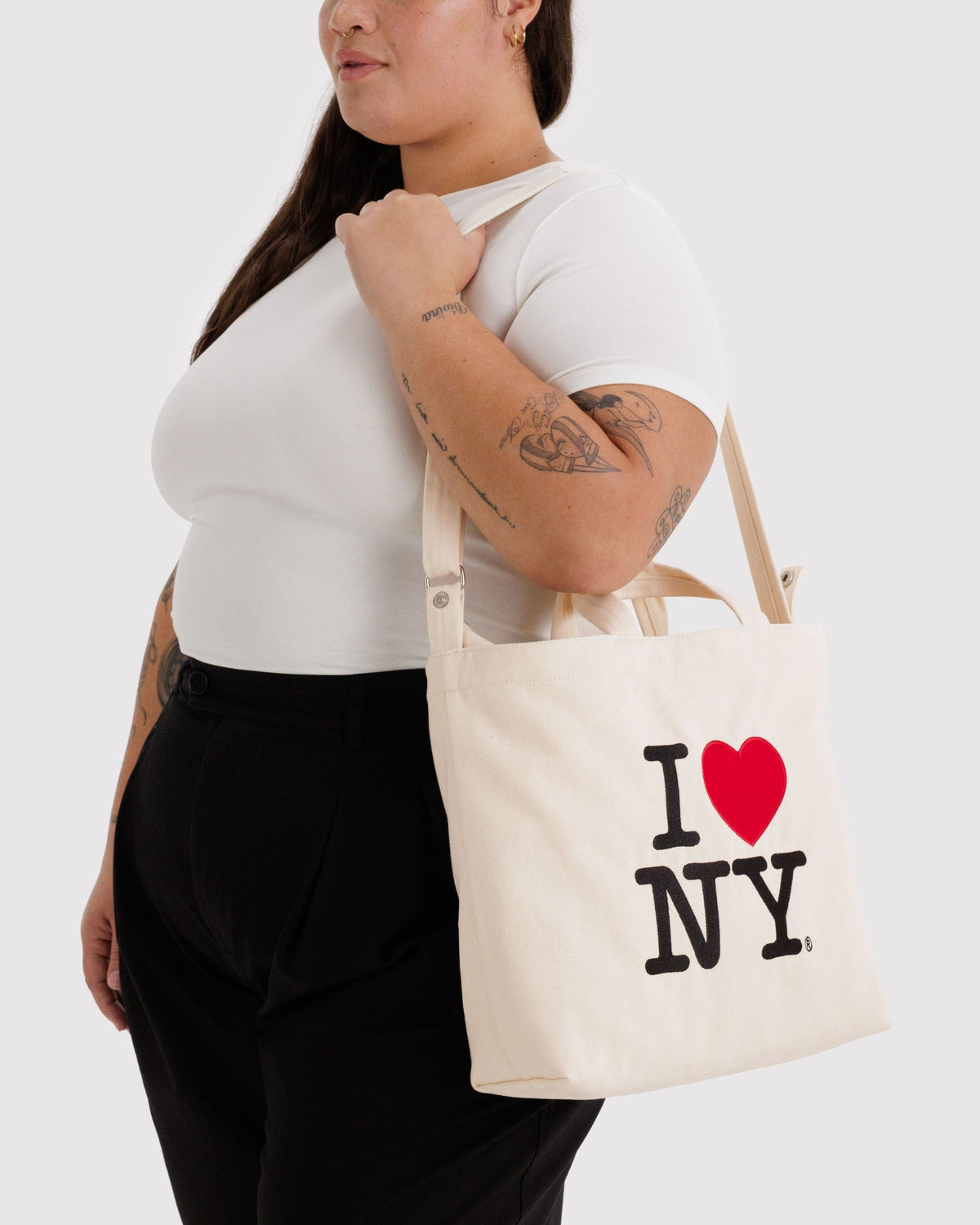 Horizontal Zip Duck Bag with I Love NY