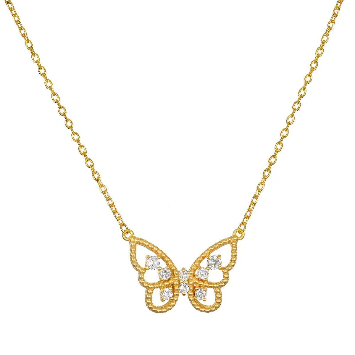 Enduring Hope White Topaz Butterfly Necklace in 16"