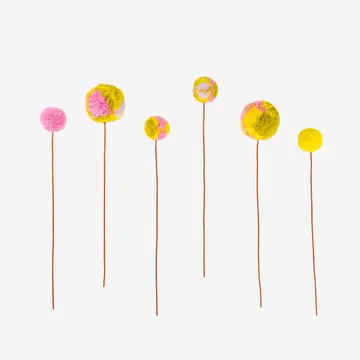Yellow & Pink Pom Flower Bouquet