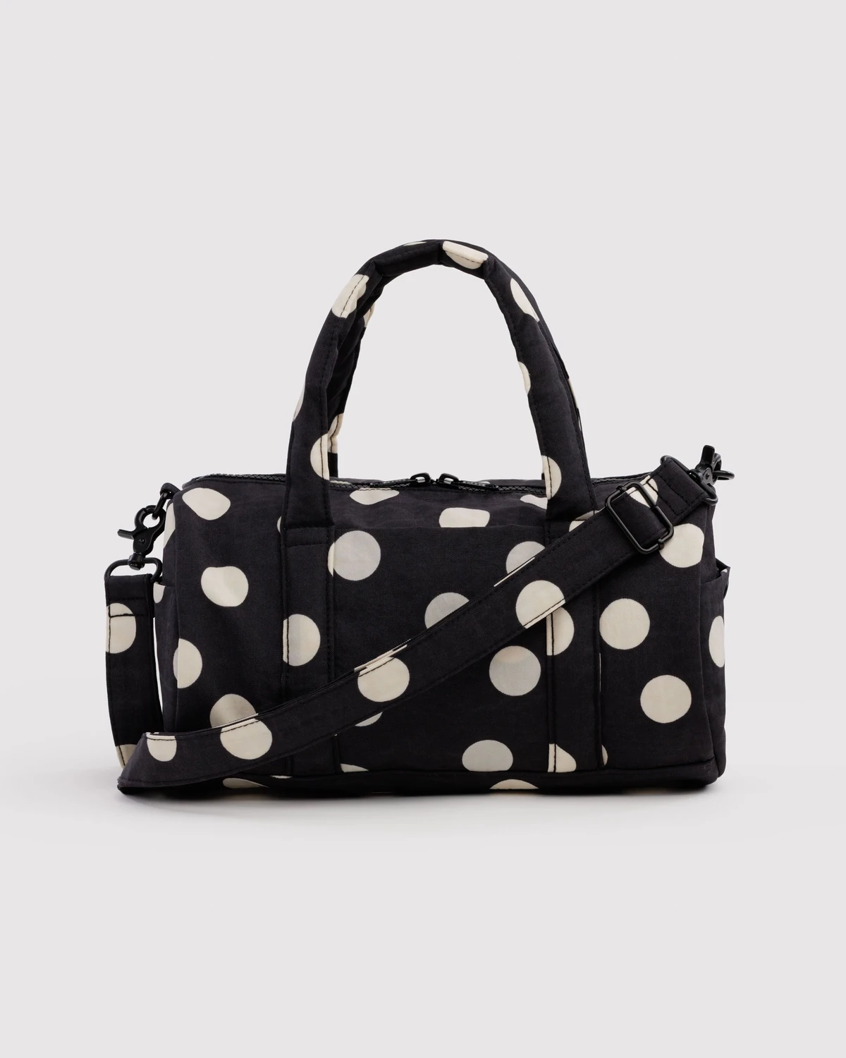 Black and Cream Gingham Baggu Nylon Duffle Bag