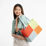 Quattro Raffia Beach Tote in Poppy Stone Blue
