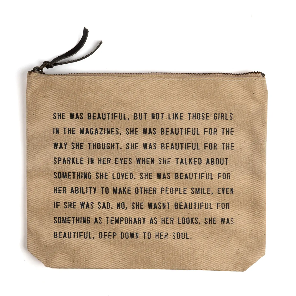 She Was Beautiful Canvas Bag in Flax