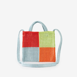 Quattro Raffia Mini Tote in Poppy Stone Blue