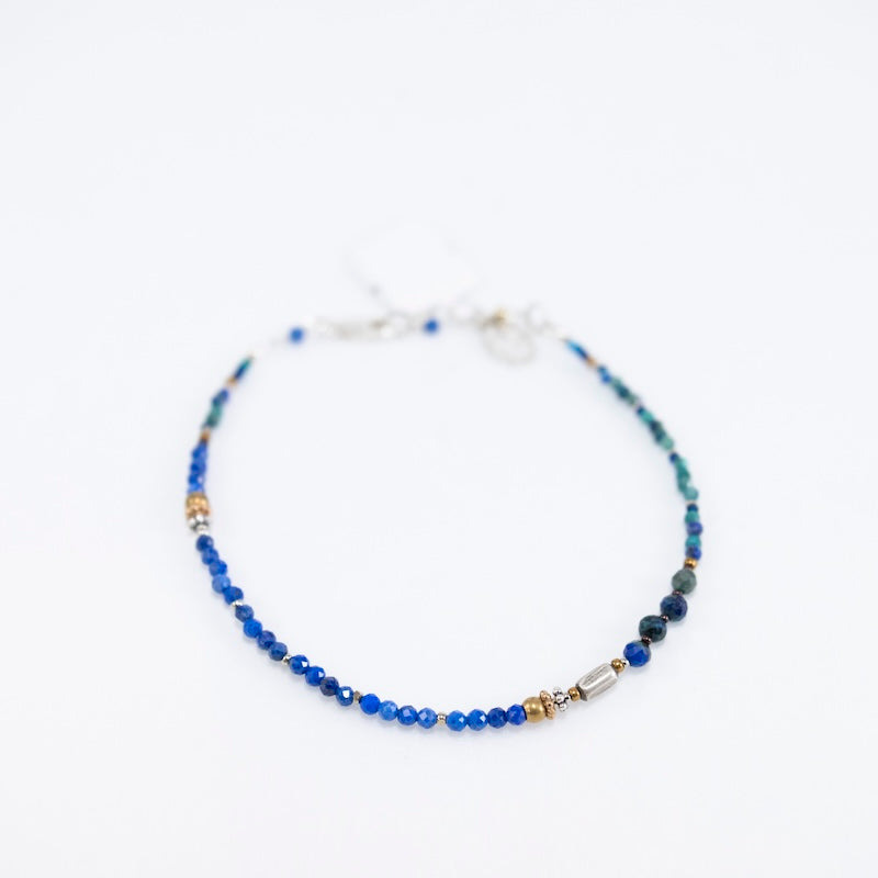 Bronze, Lapis, Azurite, & Sterling Silver Bracelet