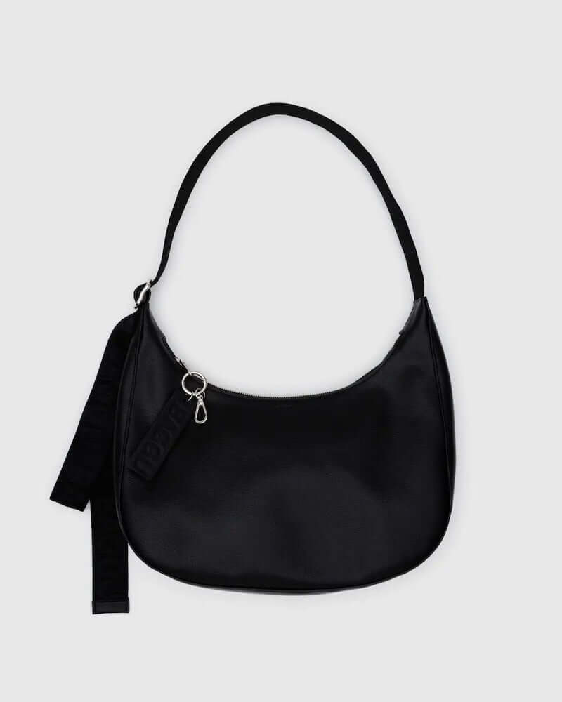 Medium Crescent Black Leather Bag at PINCH