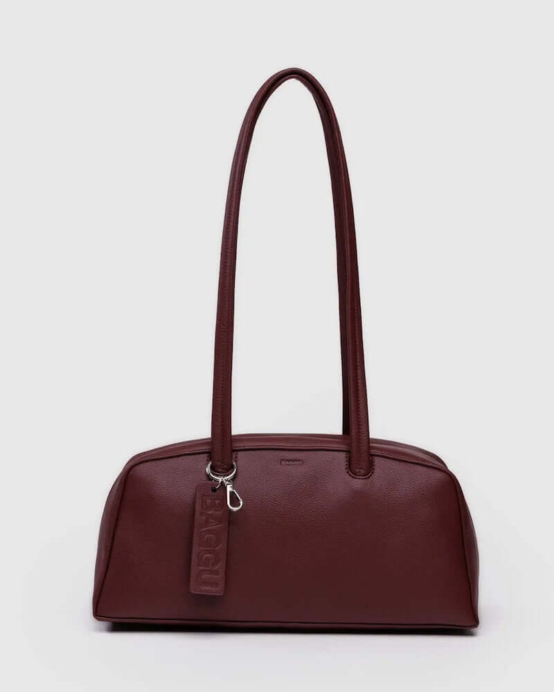 Mahogany Recycled Leather Bowler Bag at PINCH