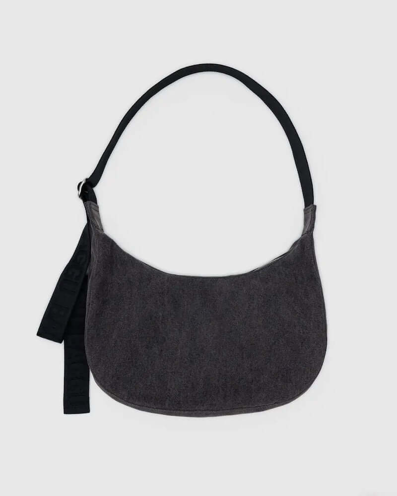 Medium Washed Black Denim Crescent Bag at PINCH