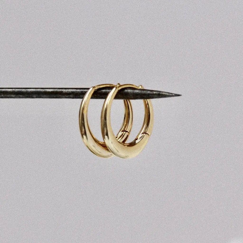 Small Gold Oval Hoop with Snap Closure