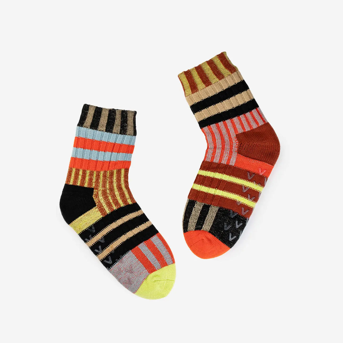 Patchwork Stripe House Socks in Sport L/XL