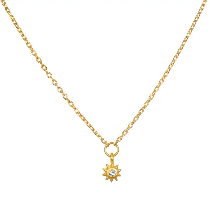 Inner Light Necklace with Mini Sun & White Topaz at PINCH