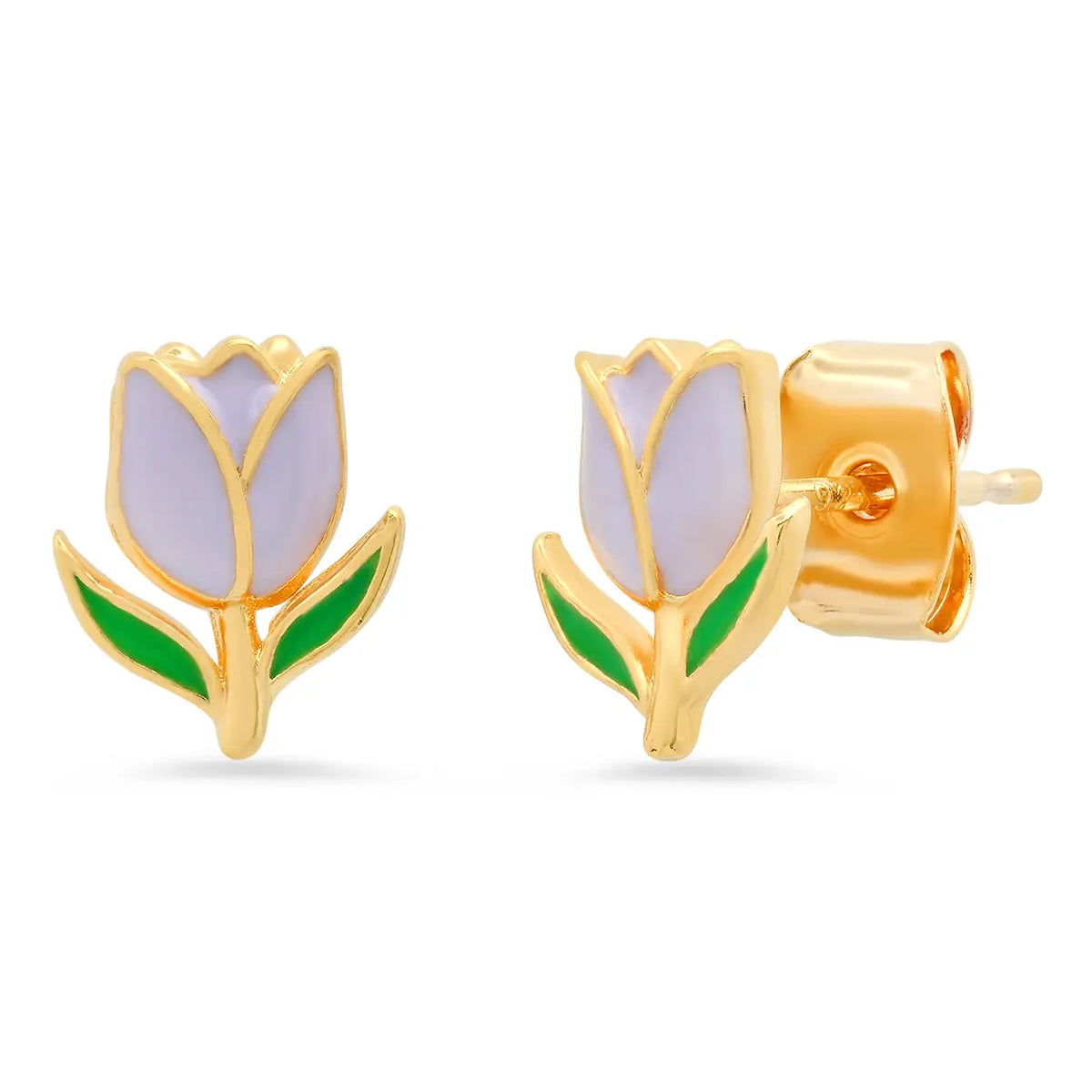 Lavender Enamel Tulip Studs
