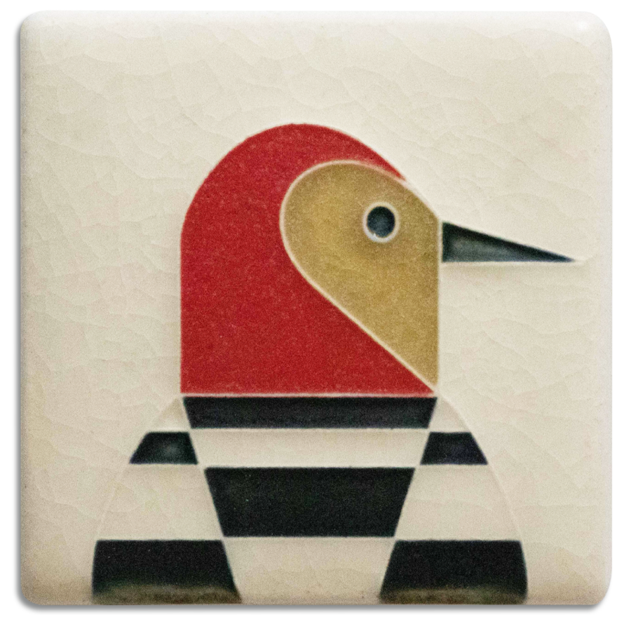 3x3 Woodpecker Tile (Charley Harper) from Motawi Tileworks at Pinch in Northampton, MA