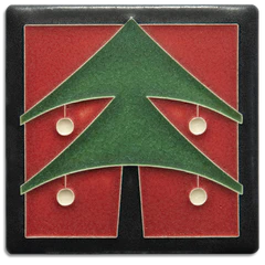 4x4 Christmas Tree Tile in Red from Motawi Tileworks at Pinch in Northampton, MA