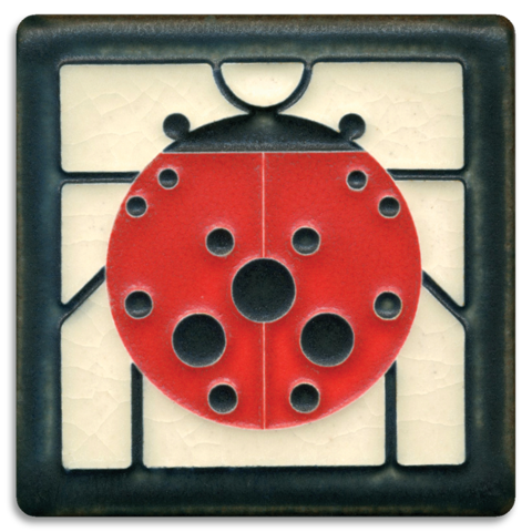 4x4 Ladybug with Border Tile (Charley Harper) by Motawi Tileworks - Motawi Tileworks - Tile - [PINCH]