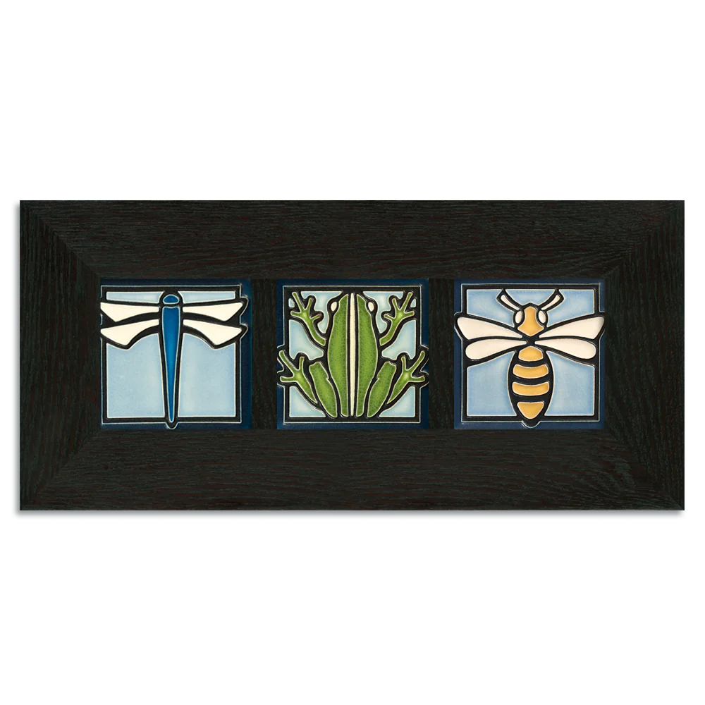 4x4 Animal Framed Tile Set in Light Blue from Motawi Tileworks at Pinch in Northampton, MA