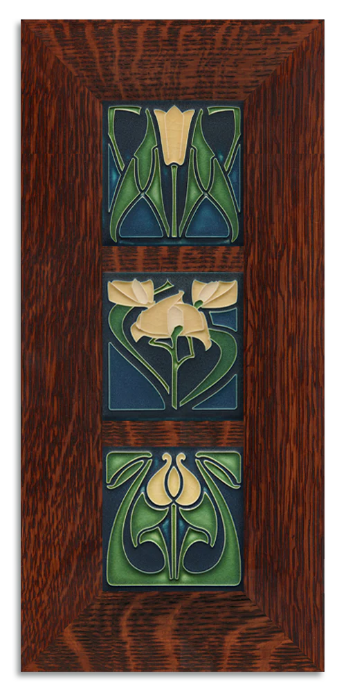 4x4 Florals Framed Tile Set in Indigo at PINCH
