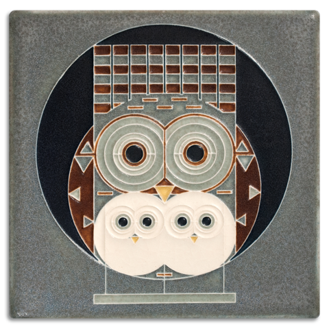 6x6 Family Owlbum Tile (Charley Harper) by Motawi Tileworks - Motawi Tileworks - Tile - [PINCH]
