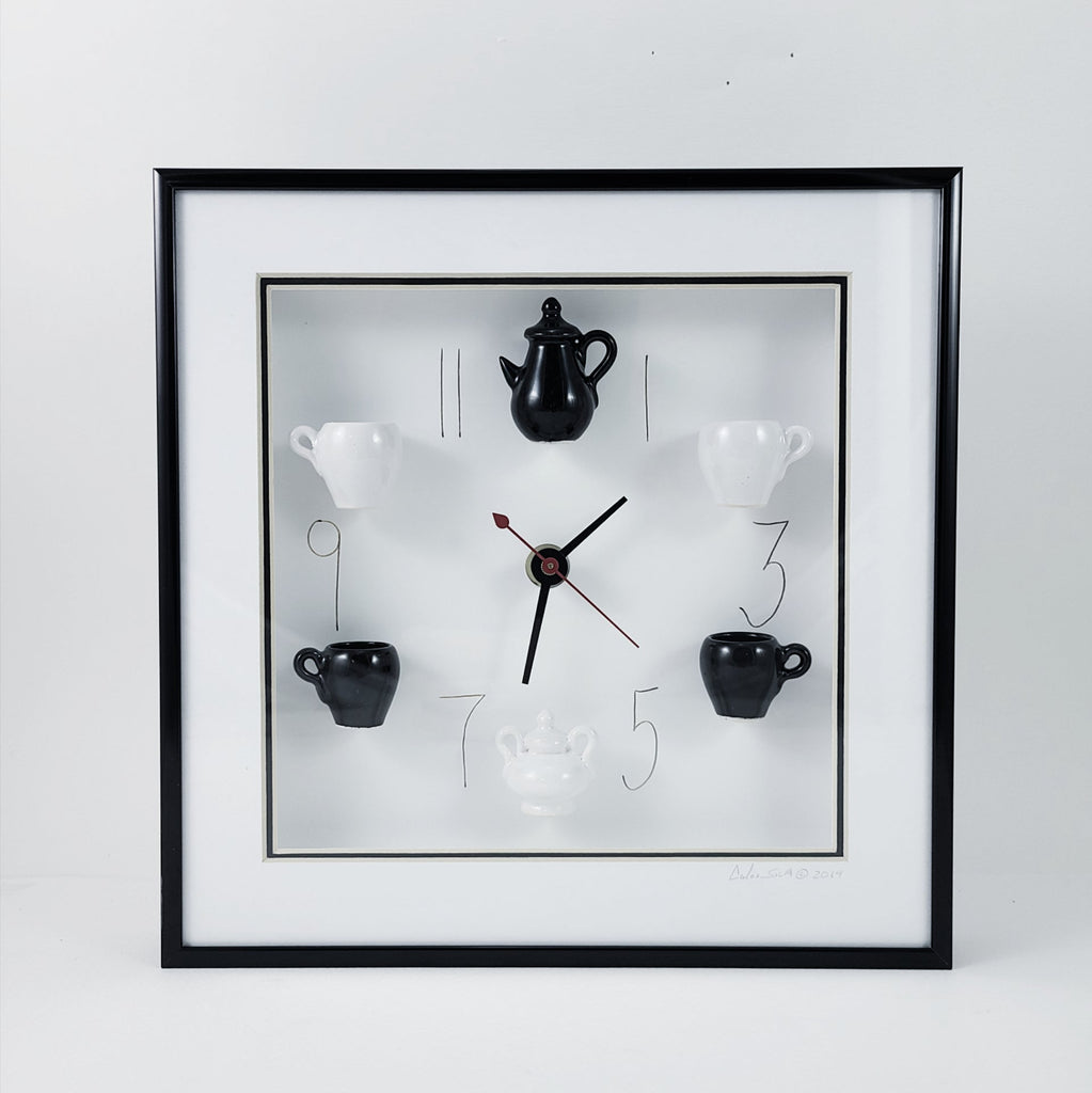 Carlos Silva Centuries Clayworks Ceramic Clock Black and White