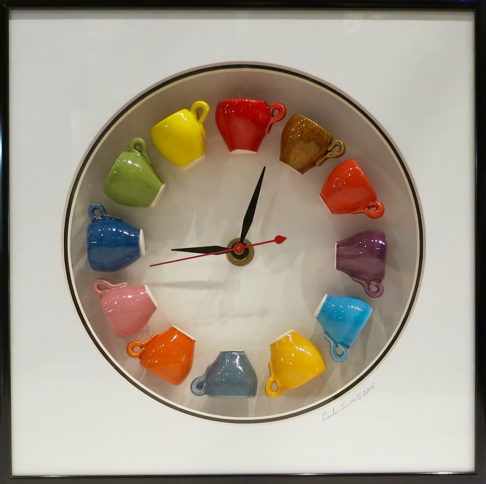10x10 Clock, Multicolored Mugs by Carlos Silva/Centuries Clayworks - Carlos Silva - Clock - [PINCH]