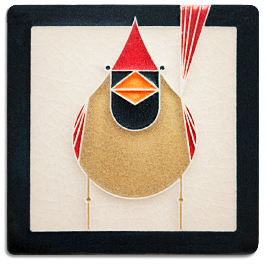 4x4 Female Cardinal Tile (Charley Harper) from Motawi Tileworks at Pinch in Northampton, MA