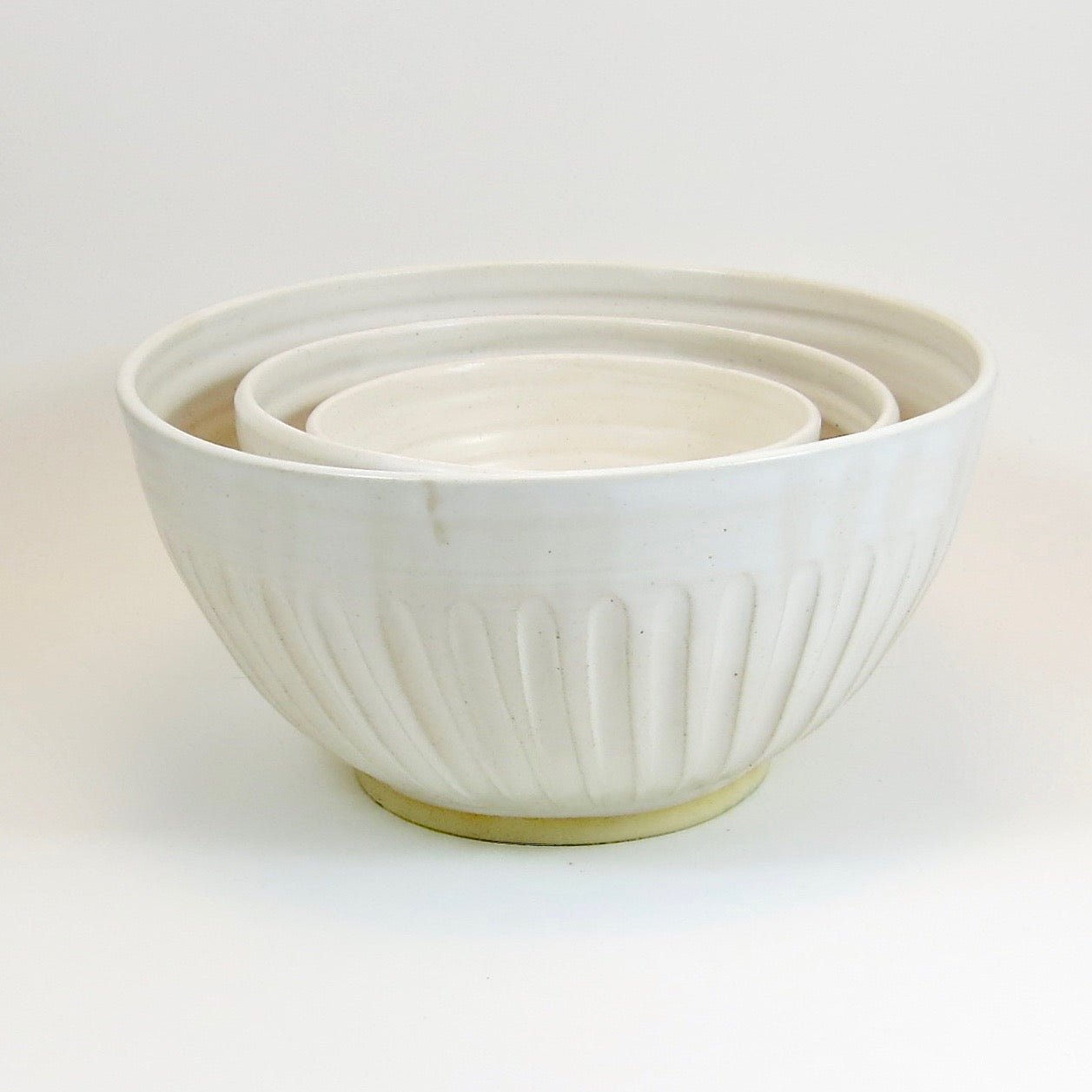 Ribbed Ceramic Mixing Bowls, Set of 3