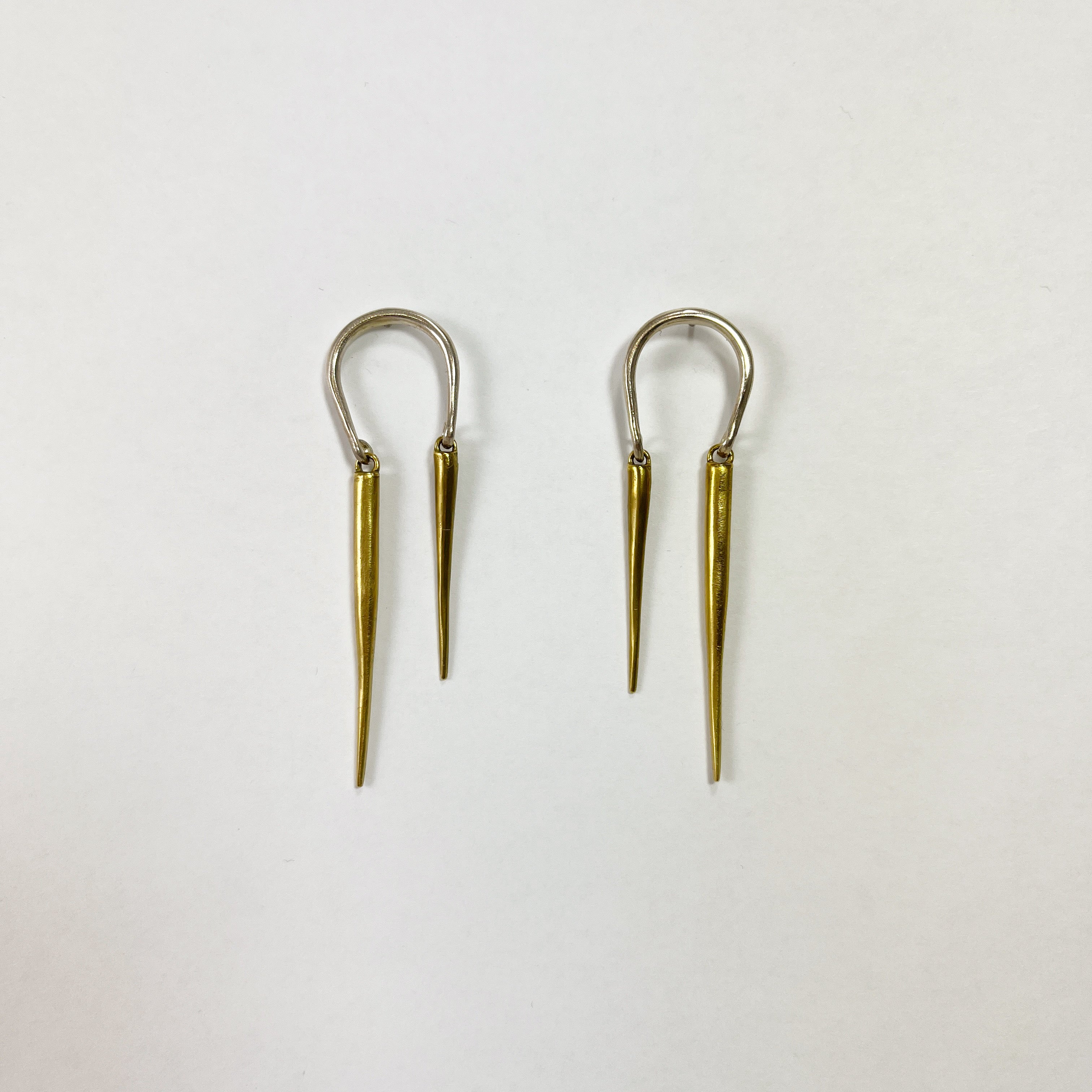 Reverse Horseshoe Drop Earrings with Spikes by K LLER Collection