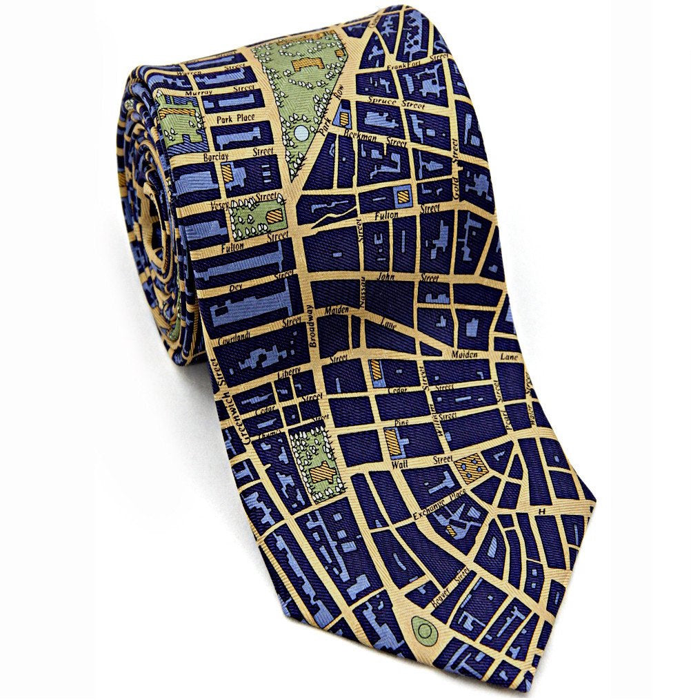 New York City Civitas Necktie in Blue/Gold - Josh Bach - necktie - [PINCH]