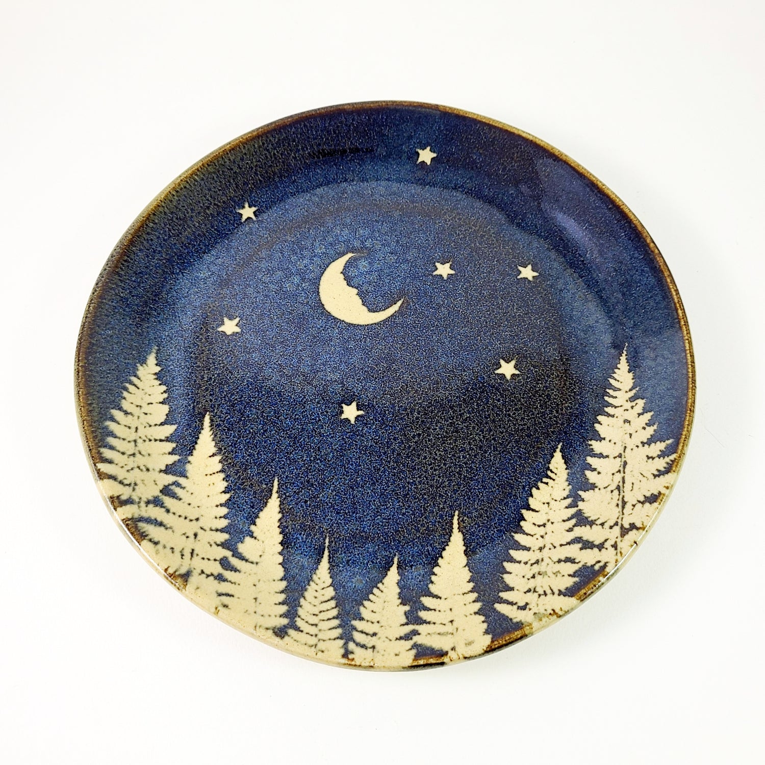 Moon and Stars Large Plate from Kaleidoscope Pottery at Pinch in Northampton, MA