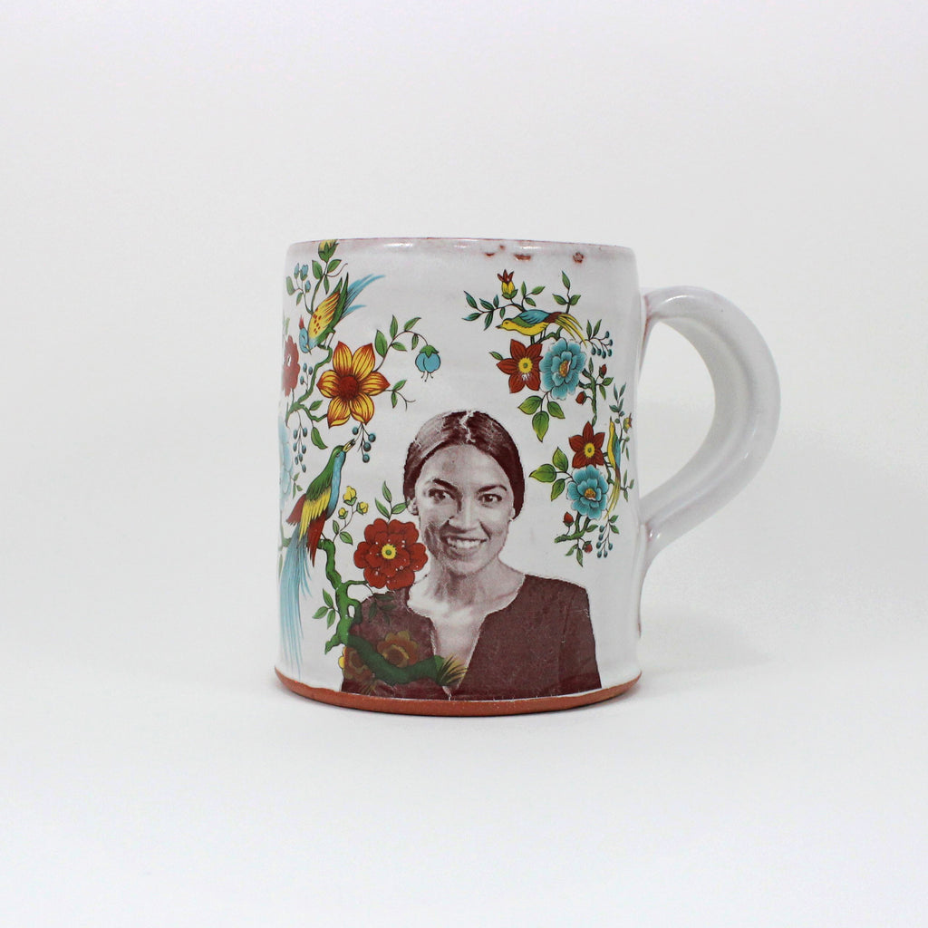 Alexandria Ocasio-Cortez Mug with Flowers by Justin Rothshank - Justin Rothshank - mug - PINCH pottery and gift shop