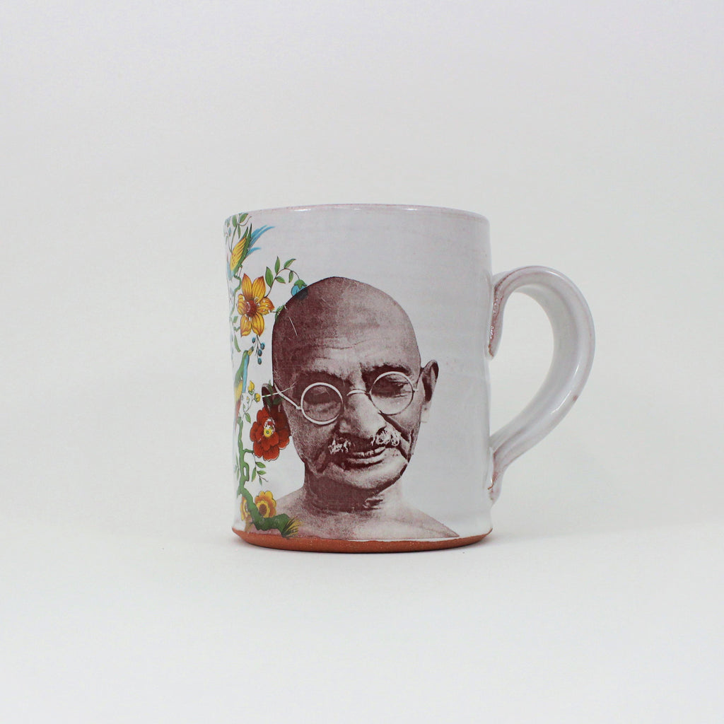 Mahatma Gandhi Mug with Flowers - Justin Rothshank - mug - PINCH pottery and gift shop