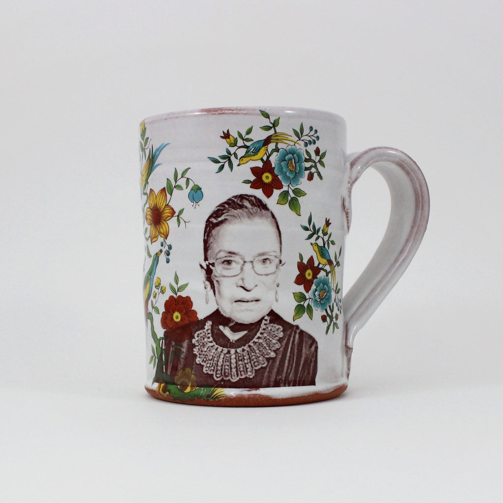 Ruth Bader Ginsburg Mug with Flowers by Justin Rothshank - Justin Rothshank - mug - PINCH pottery and gift shop
