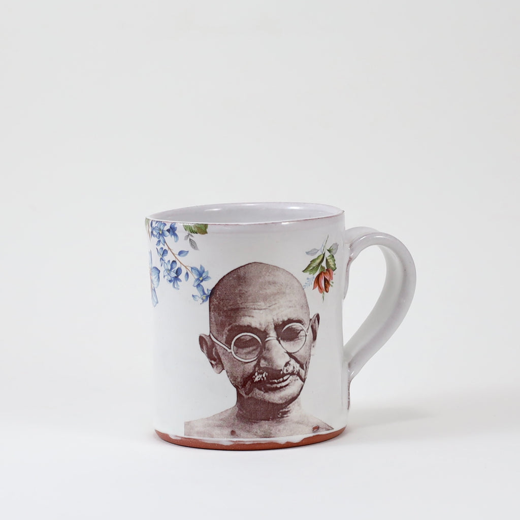 Mahatma Gandhi Mug with Flowers - Justin Rothshank - mug - PINCH pottery and gift shop