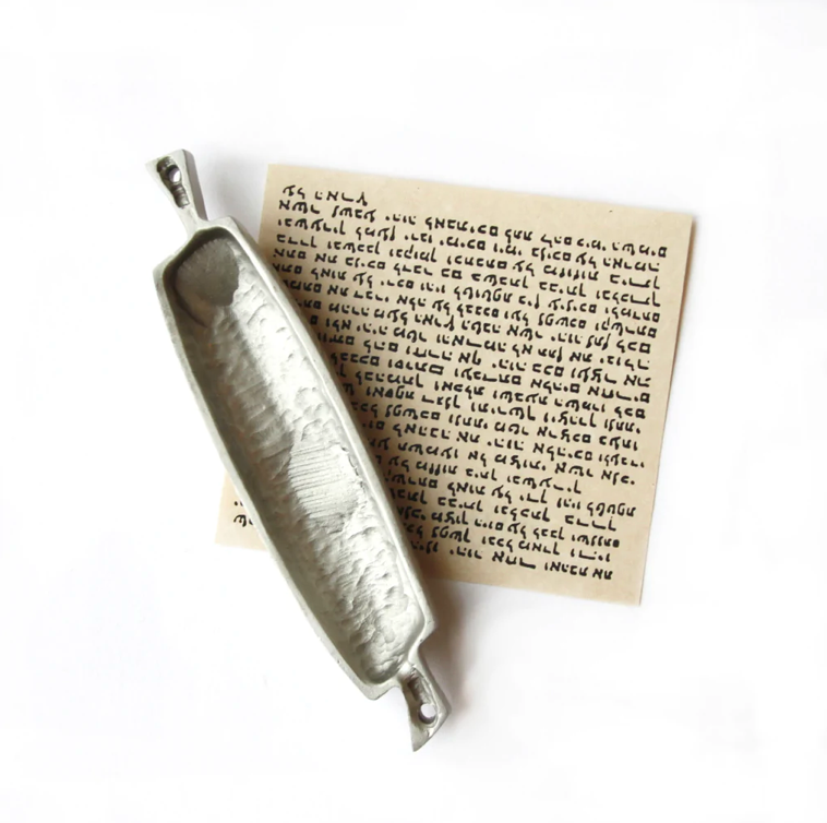 Tulip Mezuzah in Pewter at PINCH