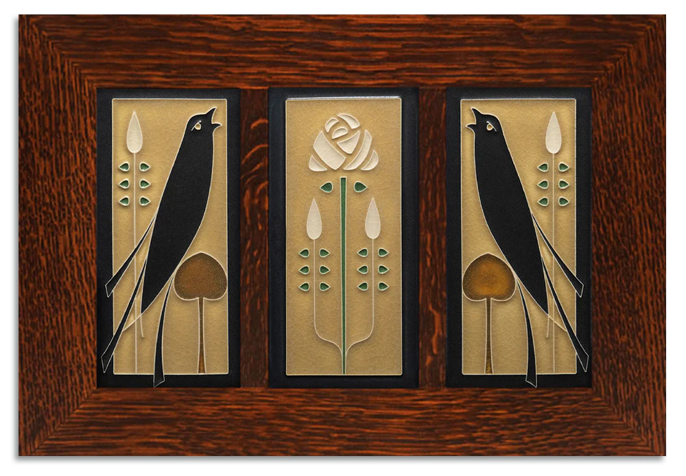 4x8 Songbirds Framed Tile Set in Golden at PINCH
