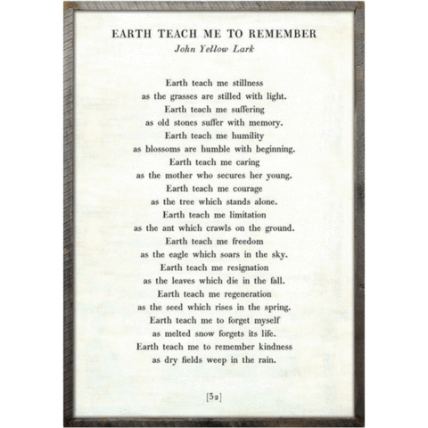 "Earth Teach Me to Remember" Art Print (Poetry Collection) at PINCH