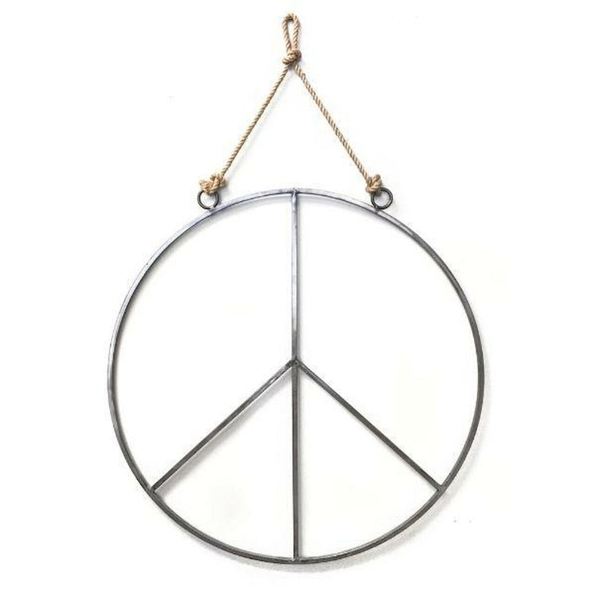 Hanging Metal & Jute Peace Sign at PINCH