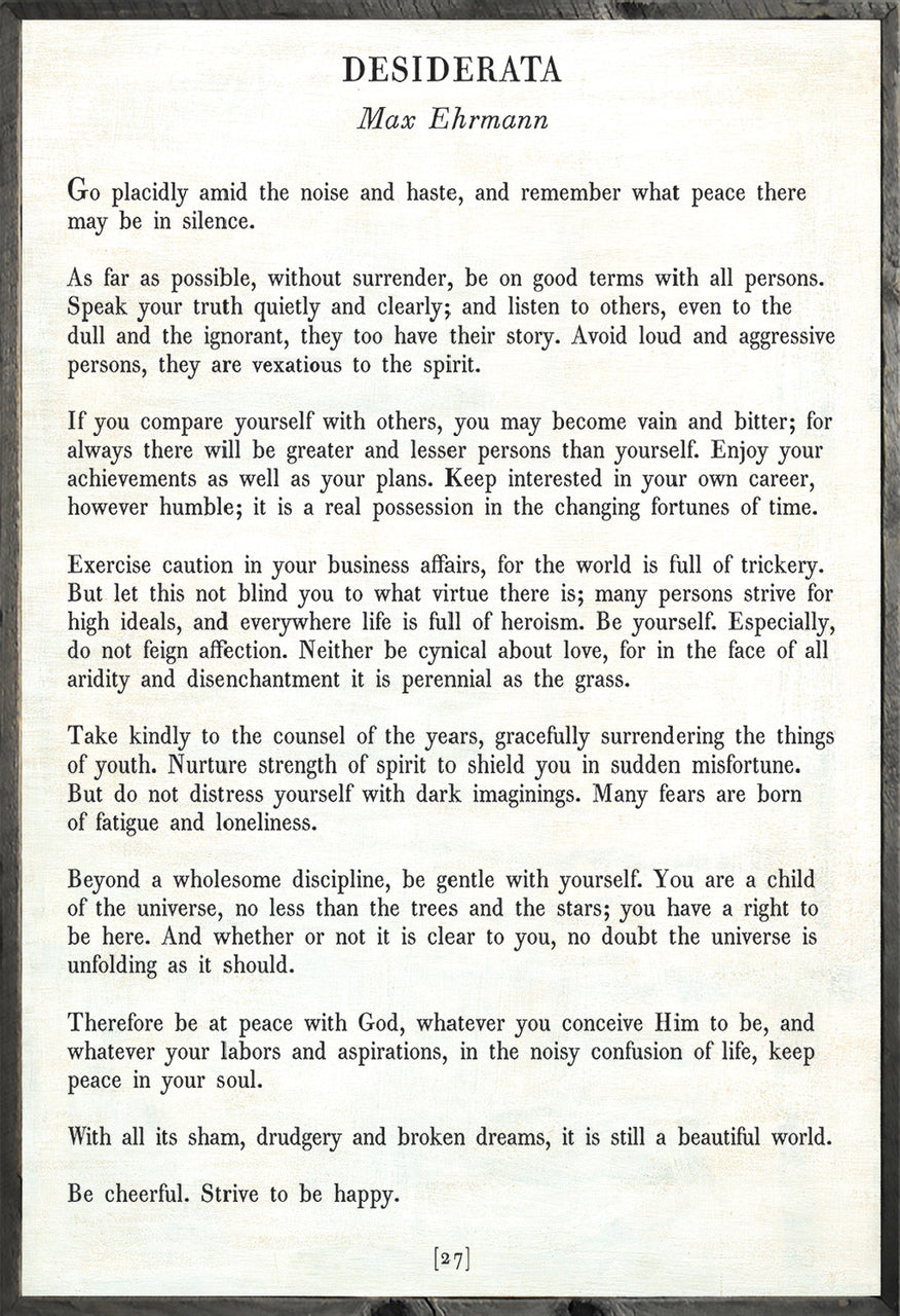 "Desiderata" Art Print (Poetry Collection) at PINCH