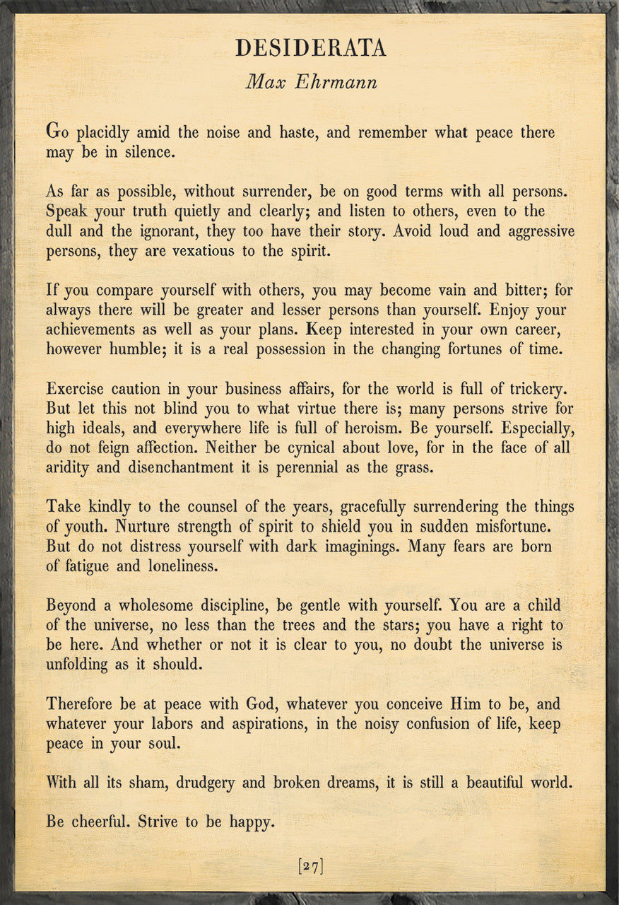 "Desiderata" Art Print (Poetry Collection) at PINCH