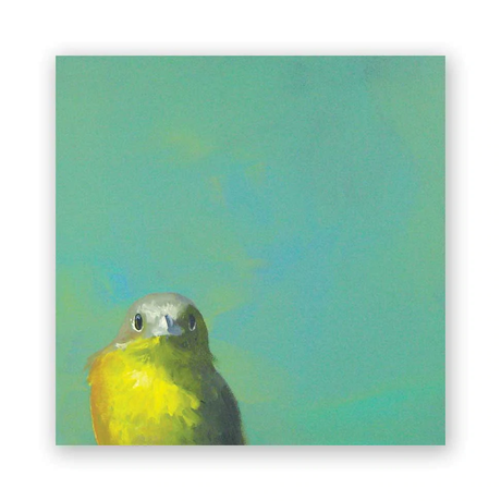 Yellow Bird 8x8 Wings on Wood Panel from The Mincing Mockingbird at Pinch in Northampton, MA