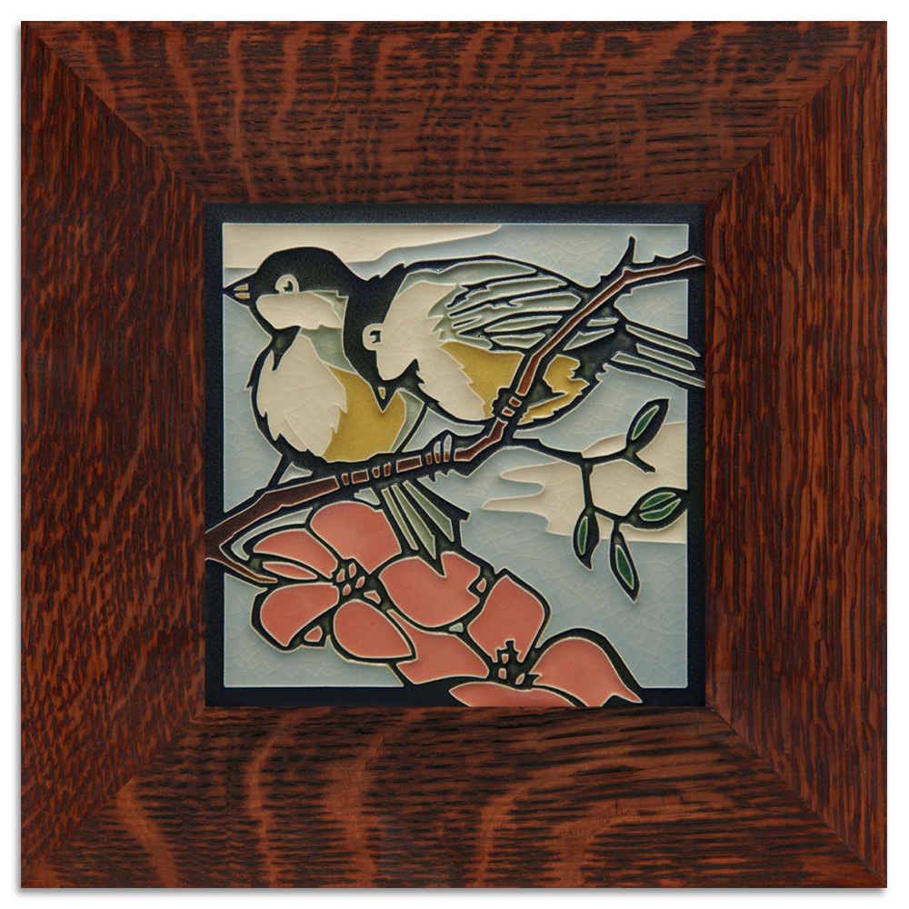 Spring Chickadees 6"x6" Ceramic Tile with Frame at PINCH