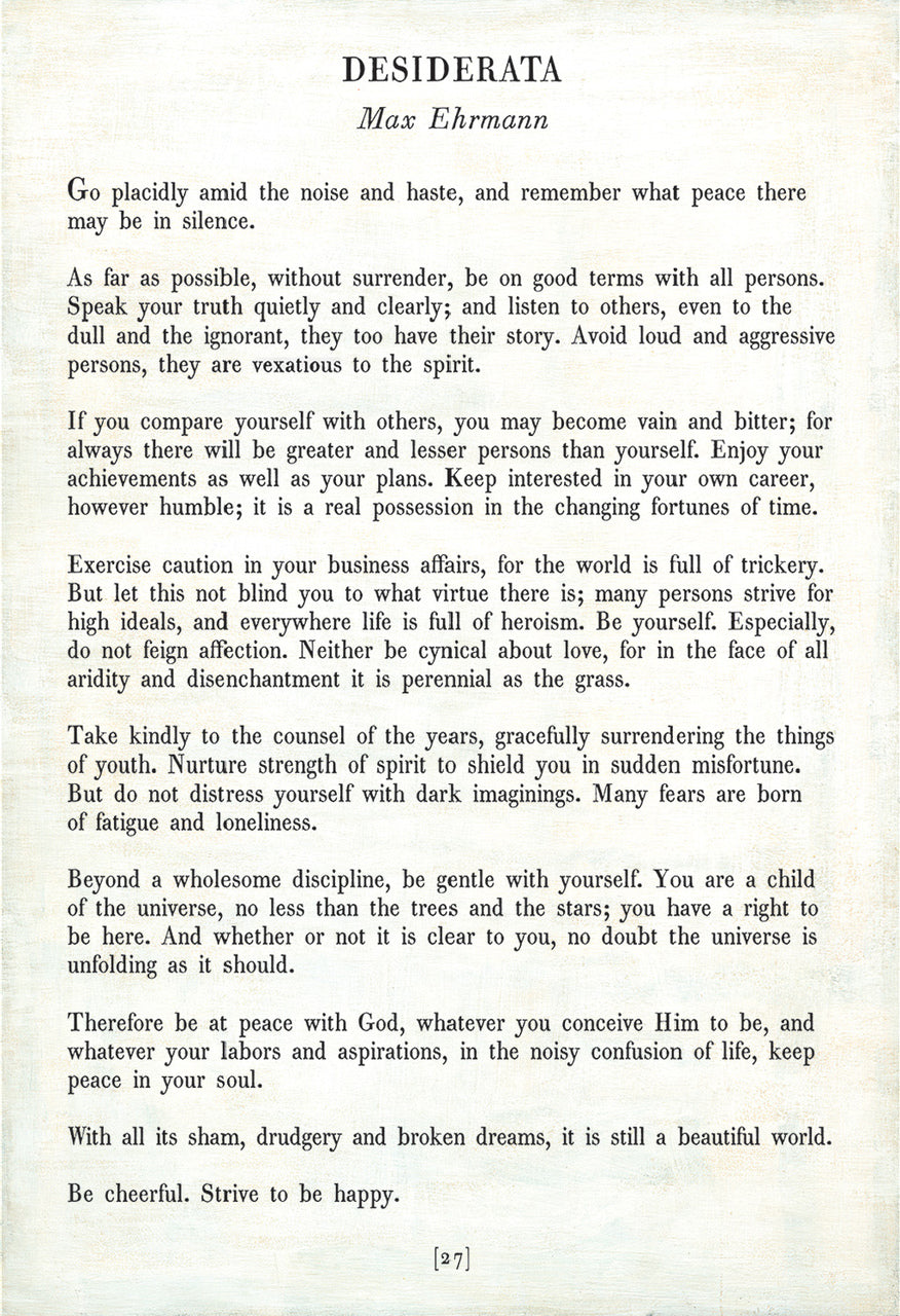 "Desiderata" Art Print (Poetry Collection) at PINCH