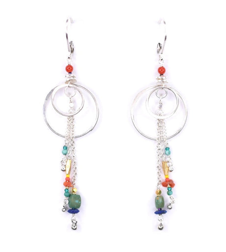 Sterling Silver Earrings with Turquoise, Lapis, & Coral from Chipita at Pinch in Northampton, MA
