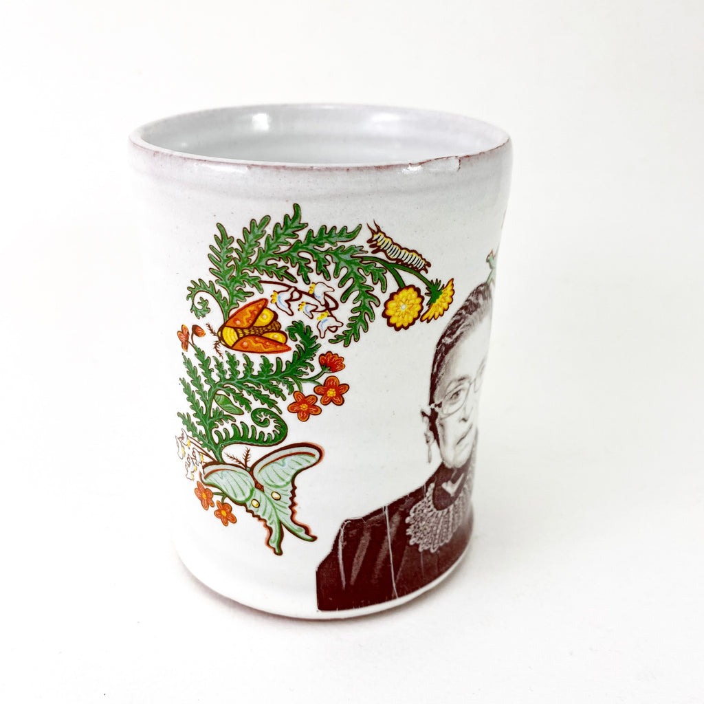 Ruth Bader Ginsburg Mug with Flowers by Justin Rothshank - Justin Rothshank - mug - PINCH pottery and gift shop