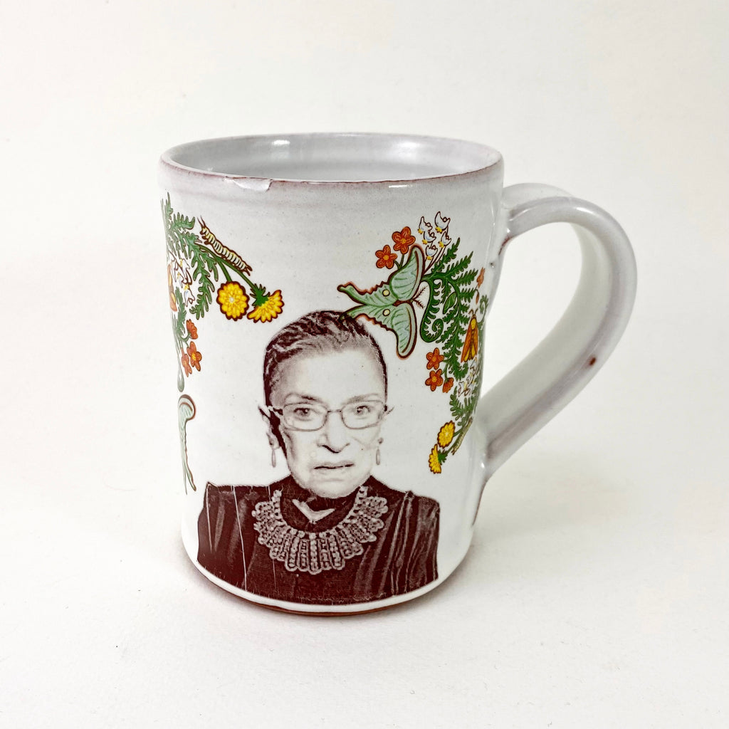 Ruth Bader Ginsburg Mug with Flowers by Justin Rothshank - Justin Rothshank - mug - PINCH pottery and gift shop